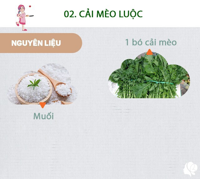 Chuẩn bị: 1 bó cải mèo, muối.