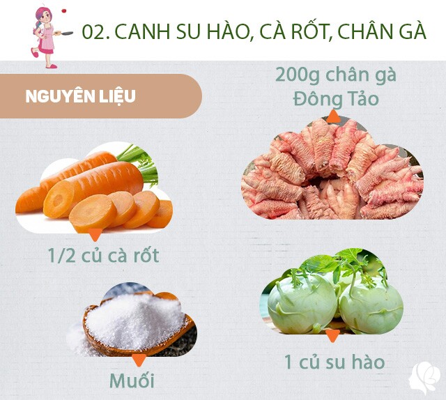 Chuẩn bị: 1 củ su hào, 1/2 củ cà rốt, 1 khúc ngô ngọt, hành khô, muối vừa ăn, 200g chân gà Đông Tảo, muối.