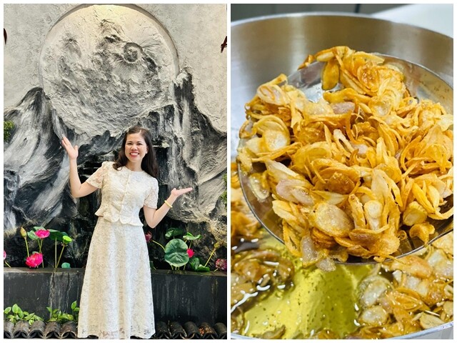 Chị Thanh Huệ có tuyệt chiêu làm hành phi cực giòn.