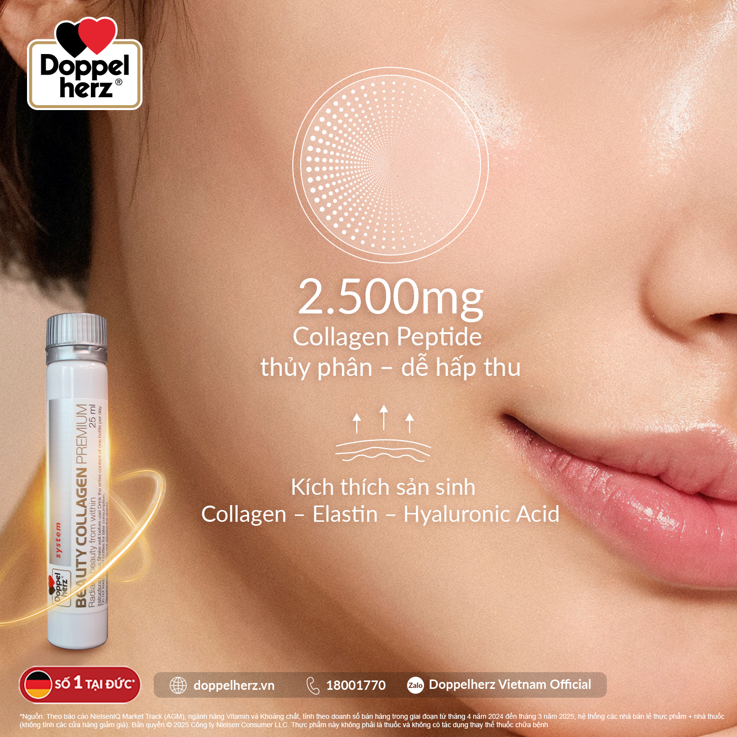 Collagen thủy phân cô đặc với hàm lượng cao lên đến 2500 mg