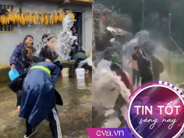 Nhà trai bị nhà gái té nước ướt sũng giữa trời đông, dân mạng thấy rét giùm nhưng kỳ lạ ai nấy đều vui vẻ