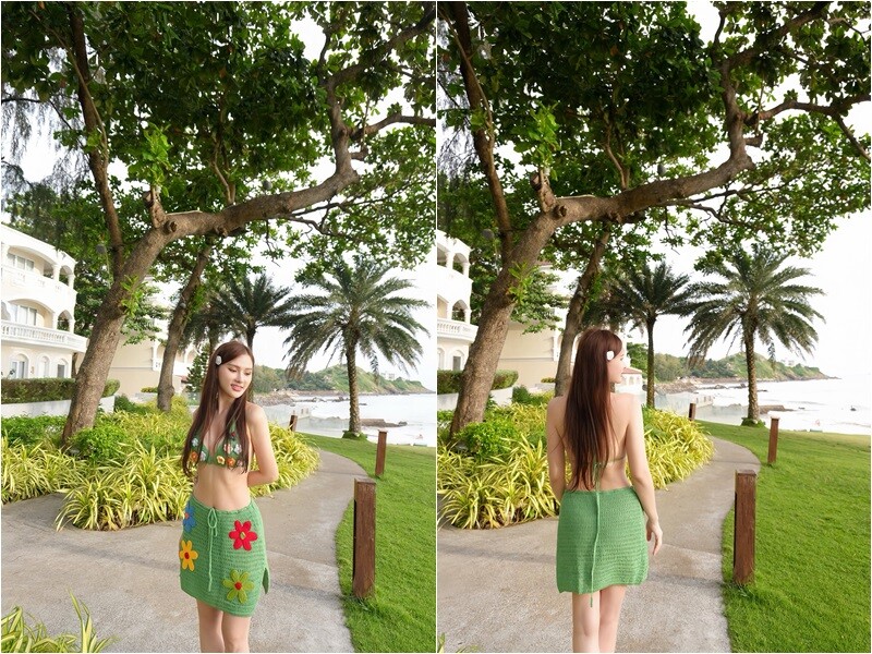 Mới đây, ca sĩ Thu Thủy gây chú ý khi tung loạt ảnh diện bikini đan móc màu xanh bắt mắt, vóc dáng thon thả và làn da trắng nổi bật dù đã trải qua hai lần sinh nở.
