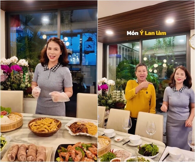 Người đẹp 7x đã làm cả một bàn đồ ăn cực kỳ thơm ngon và đẹp mắt chiêu đãi gia đình nhân dịp sinh nhật Chí Trung và 2 thành viên khác trong nhà.