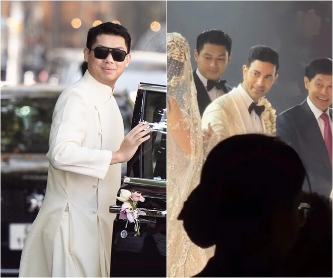 Hiếu Nguyễn với vẻ ngoài lịch lãm trong đám cưới chị gái.