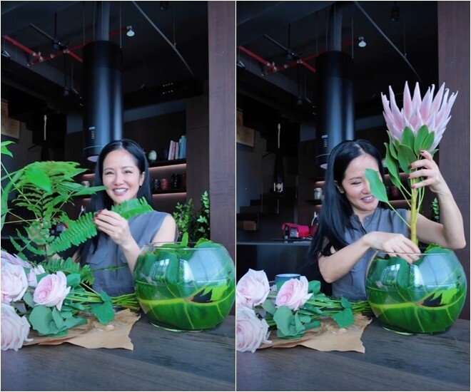 Bình hoa lần này gồm những đóa hồng phớt dịu dàng, đan xen với hoa Thảo đường Hoàng đế nổi bật - loài hoa mang trong mình thông điệp về sự kiên cường, vượt khó và không chịu khuất phục.