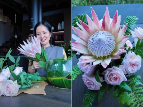 Diva Hồng Nhung cắm loài hoa "khổng lồ" lạ mắt, mang ý nghĩa kiên cường không khuất phục