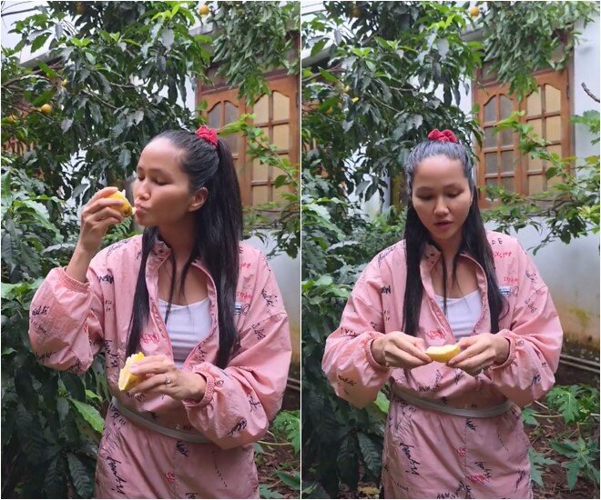 Mùi của nó thì giống trái hoài rừng mà Hen hay quay mút mút. Vị ngọt nhẹ nhẹ, ngon nha. Số múi cũng giống trái vú sữa thông thường, người đẹp nói.