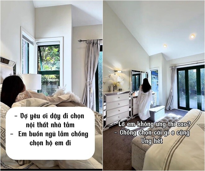 Tiếp đến, chồng Tây rủ Trương Phương chọn nội thất cho nhà tắm nhưng cô buồn ngủ và bảo chồng chọn hộ, nói rằng Chồng chọn cái gì em cũng ưng hết.
