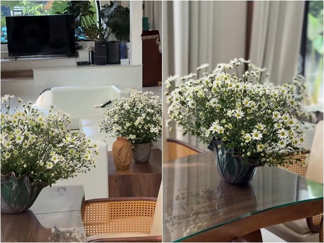 Cắm cái bình không ra gì, vì toàn phải lặt, cắt, chọt vào bình, thấy không vô lại đi lấy cái khác, chọt lại từ đầu, vẫn không ưng, lại đi tìm chiếc bình khác nữa. Làm tới làm lui mấy bận, nó vừa lâu vừa chán, cô hài hước.