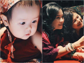 Cháu ruột NSND Thanh Lam xinh như búp bê, cảnh 2 đời vợ của Quốc Trung chụm đầu vào nhau làm mọi người ngưỡng mộ