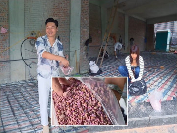 Vợ chồng Mạnh Trường rải đá thạch anh khắp sàn biệt thự lớn đang xây để làm gì?