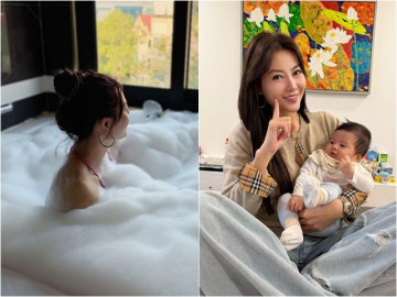 Thanh Hương khoe ảnh gợi cảm trong bồn tắm nhưng bạn bè đòi "anh yêu" hiện hình, lên tiếng việc làm mẹ bỉm lần 3
