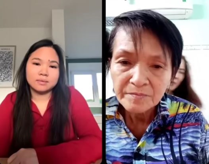 Chị Nữ và cô Khíu đã trò chuyện cùng nhau