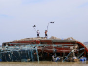 Tin tức - Ngư dân căng mình giải cứu tàu cá mắc cạn sau bão