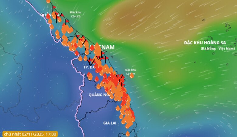 Mưa lớn suốt dọc miền Trung, Tây Nguyên. Nguồn: Hệ thống giám sát thiên tai Việt Nam