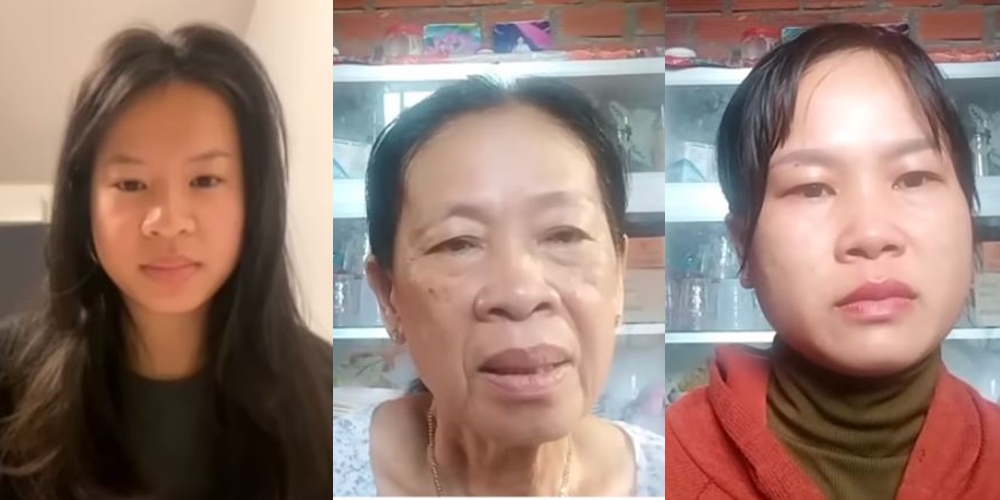 Chị Thơ (ngoài cùng bên trái) đã được gặp mẹ và chị gái ruột