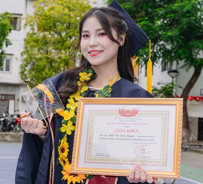 Diễm Quỳnh có thành tích học tập tốt và hoạt động đoàn thể sôi nổi