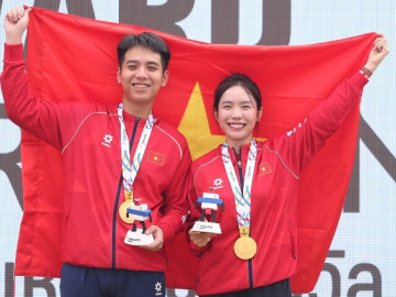 Hotgirl bắn súng Mộng Tuyền giật HCV nghẹt thở trước Thái Lan