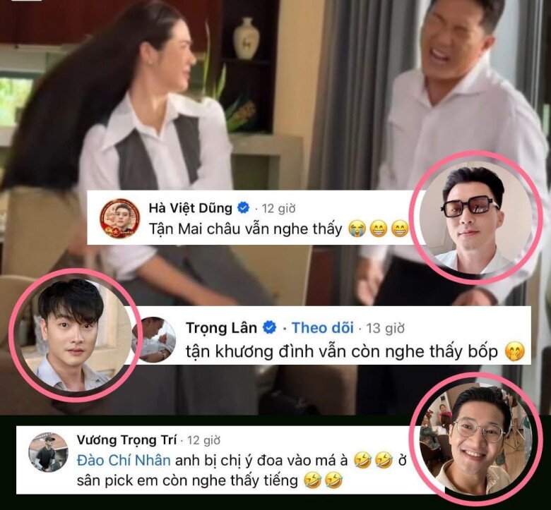 Phản ứng hài hước của các nam diễn viên VTV trước cái tát mà Chí Nhân hứng trọn từ cô vợ màn ảnh.