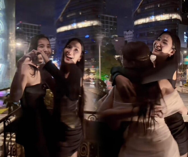 Hoàng Thùy và Lê Thúy làm lành ở đám cưới Á hậu Quỳnh Châu.