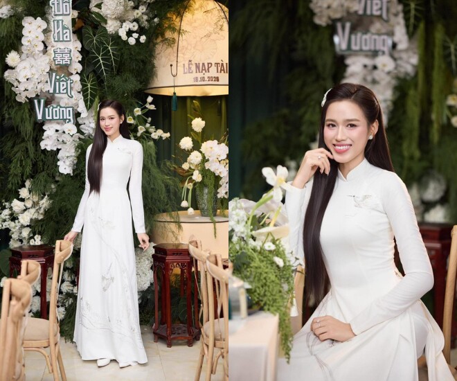 Nhan sắc của nàng hậu trong ngày trọng đại được khen ngợi hết lời.