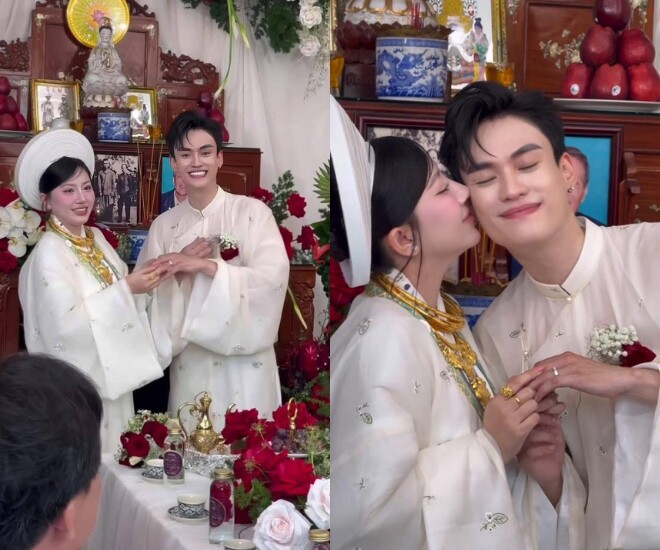 MC Đại An “gây sốt” mạng xã hội bởi hình ảnh trang điểm “đậm” trong đám cưới.