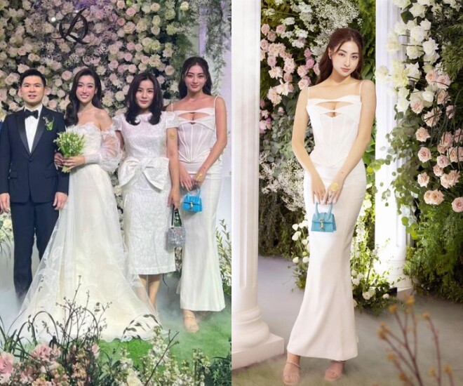 Hoa hậu Lương Thùy Linh từng bị chỉ trích khi diện hở bạo đi đám cưới Đỗ Mỹ Linh.