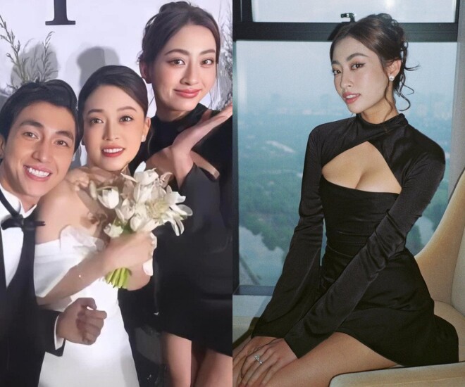 Lương Thùy Linh cũng từng gây tranh cãi khi mặc quyến rũ đến đám cưới Á hậu Phương Nga.