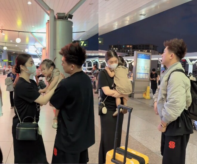 Con gái Thanh Trúc khóc nức nở khi tiễn Châu Khải Phong đi công tác xa.