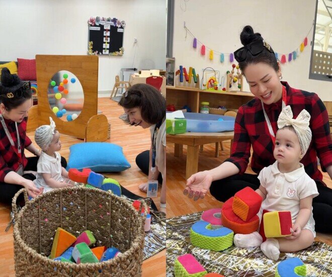 Bé Julia ngoan ngoãn, hợp tác với giáo viên khi đến lớp.