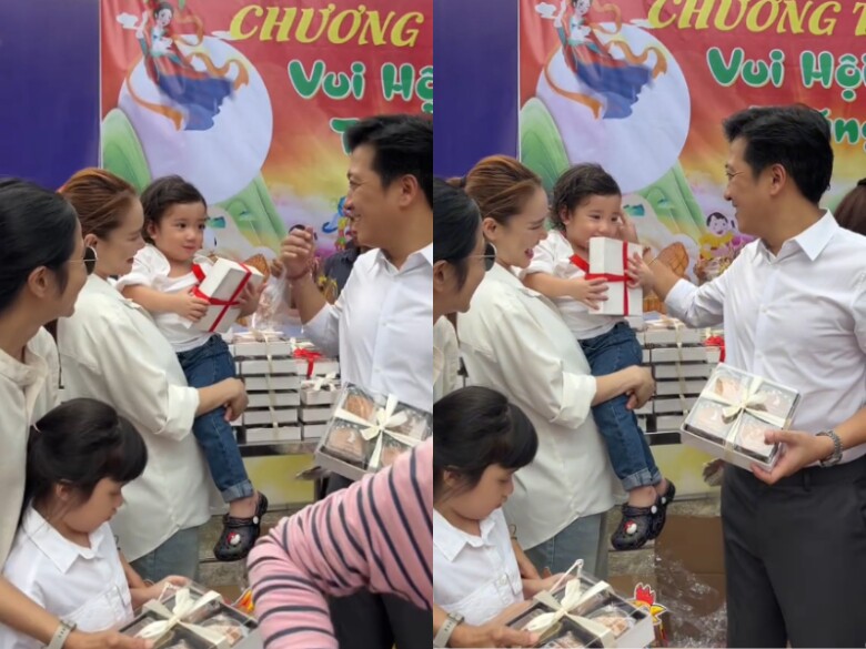 Bé Hope tuy còn nhỏ nhưng rất ngoan ngoãn, vui vẻ theo bố mẹ làm từ thiện.