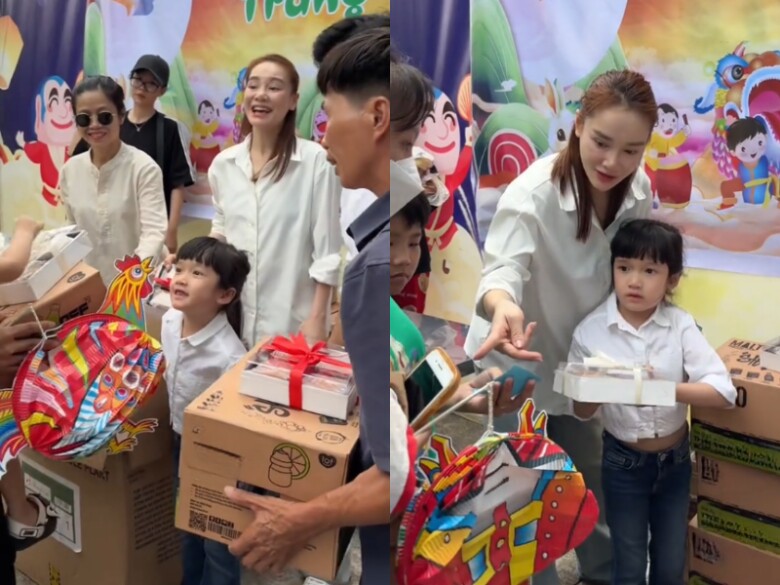 Lần hiếm hoi Trường Giang và Nhã Phương để lộ cận mặt các con.