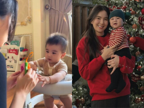 Con trai Mai Ngọc chưa biết nói đã học cả tủ sách, "thiếu gia Bắc Ninh" phản ứng cực thông minh