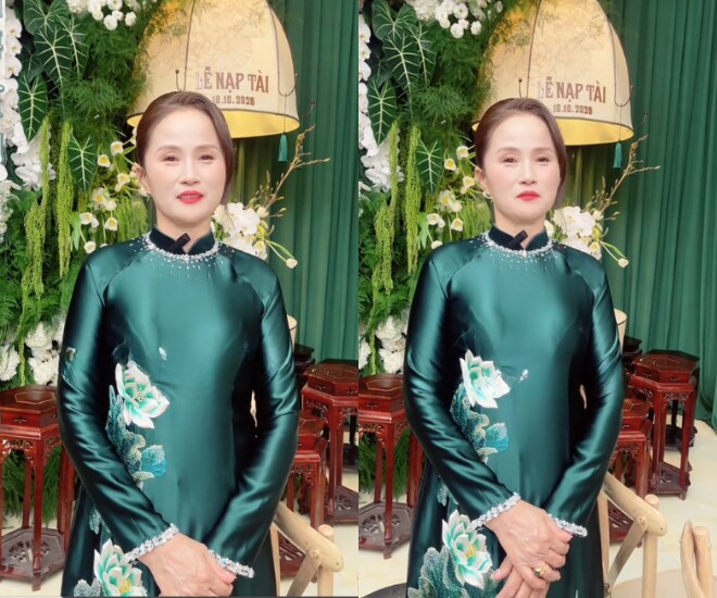 Mẹ Hoa hậu Đỗ Thị Hà rạng rỡ trong ngày trọng đại của con gái.