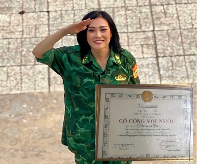 Ca sĩ Phương Thanh khoe ông cố ngoại có công với đất nước.