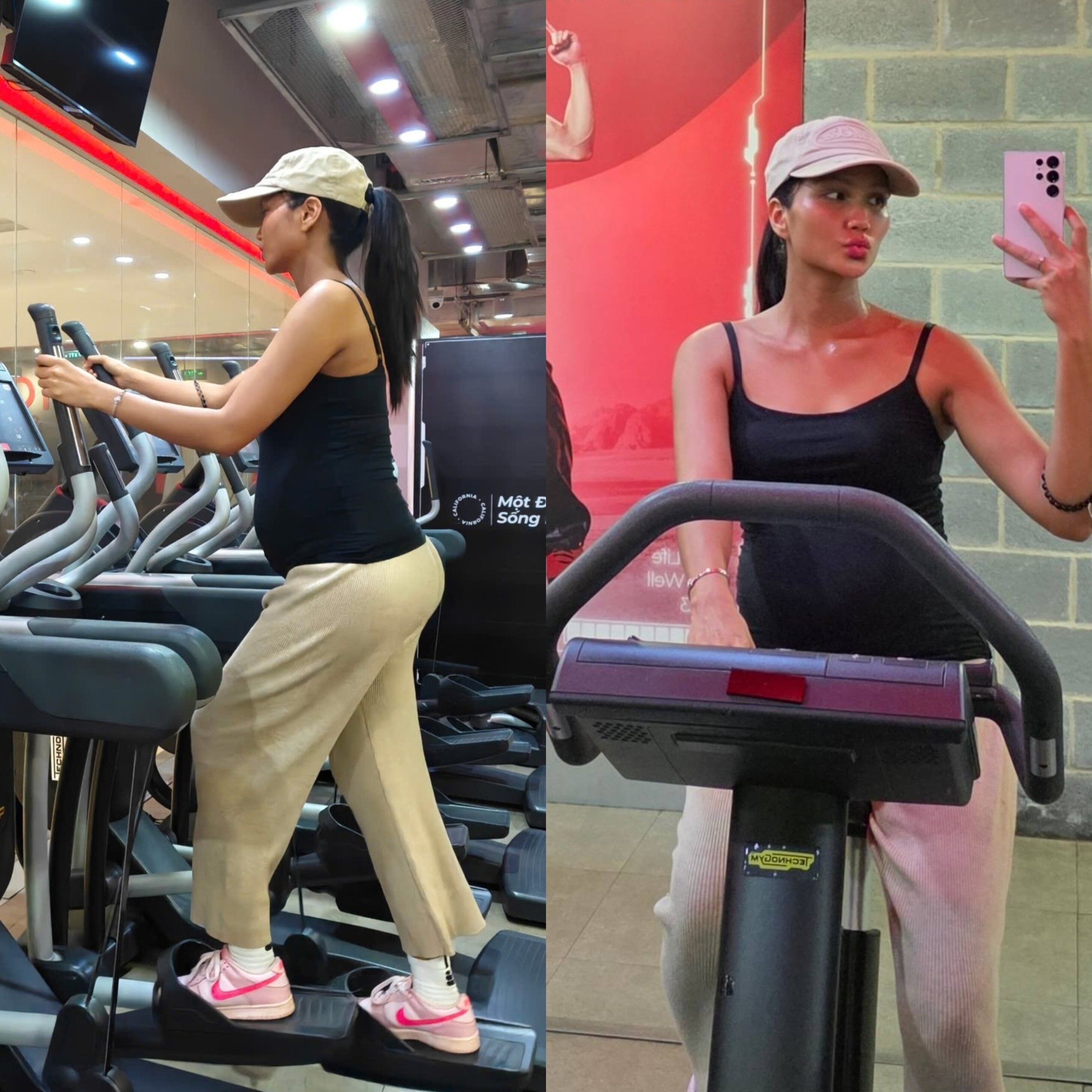 HHen Niê tập luyện thể thao trong thời gian mang thai.