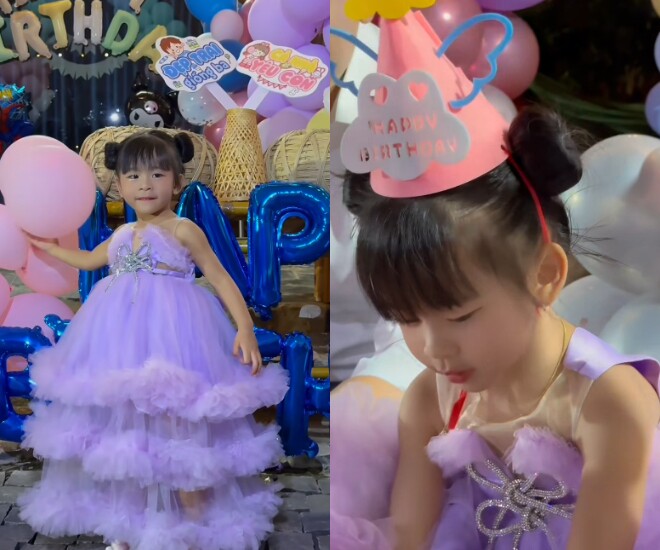 Bé Muội Muội diện váy công chúa cực đáng yêu.