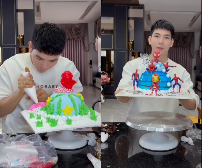 Thanh Đoàn khéo léo làm 2 chiếc bánh kem theo yêu cầu của Ka Ka và Muội Muội.