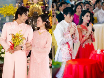 Sao Việt làm đám cưới ở chùa: Công Vinh chọn quy y theo Thủy Tiên, Đoàn Minh Tài xứng đôi với vợ kém 16 tuổi