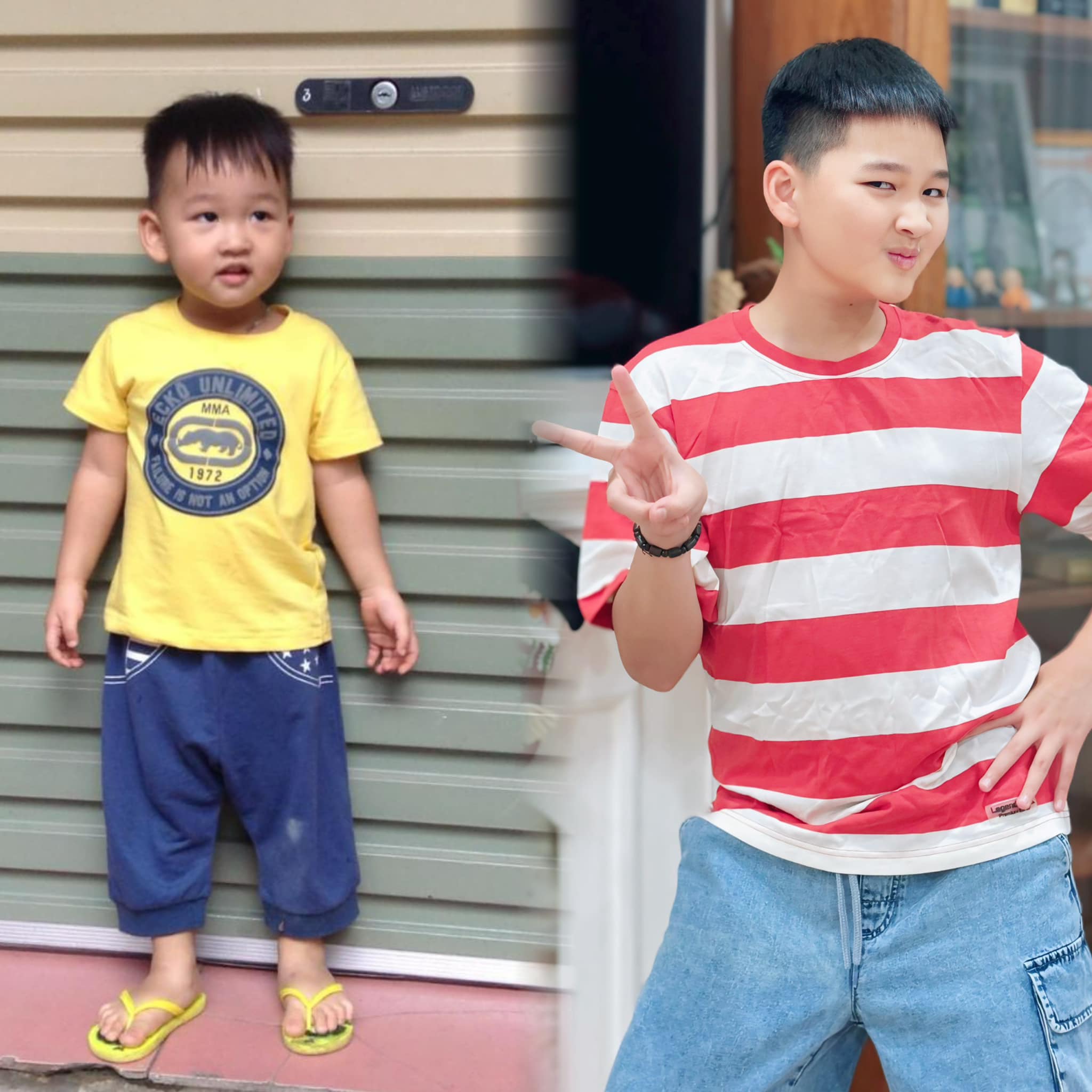 Đức Bảo càng lớn càng điển trai, có tính cách nghịch ngợm, năng động.