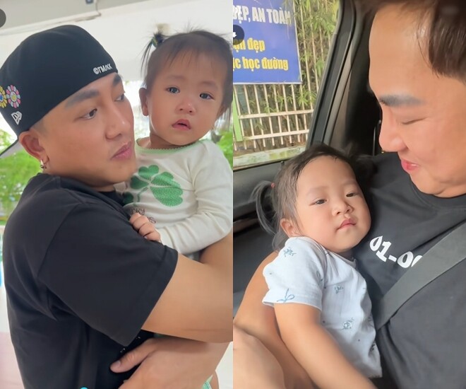 Châu Khải Phong đến đón con gái khi cô bé đi học lớp mầm.