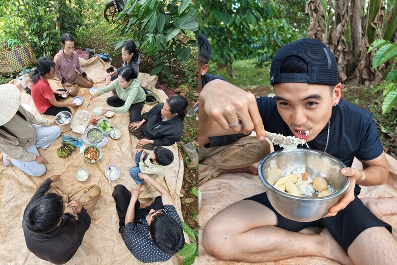 Tuấn Khôi hòa mình vào cuộc sống ở quê vợ.