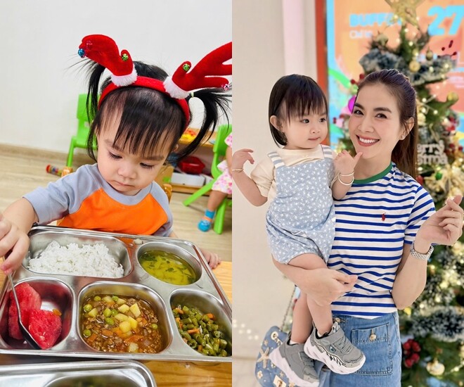 Con gái Kha Ly đi học mẫu giáo từ sớm.