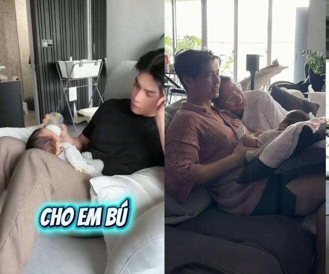 Vợ chồng Ngô Thanh Vân bỡ ngỡ trong lần đầu làm bố mẹ.