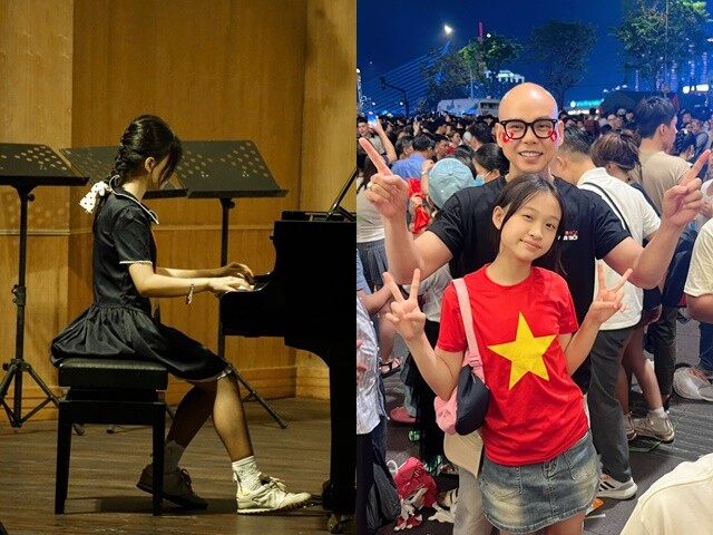 Con gái Phan Đinh Tùng tự tin thể hiện trong cuộc thi.