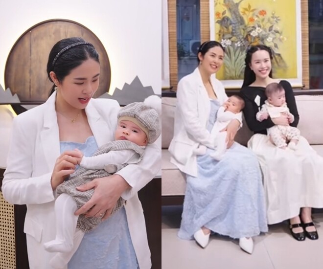 Hoa hậu Ngọc Hân và MC Ngô Mai Phương có màn ra mắt 2 con vô cùng đáng yêu.