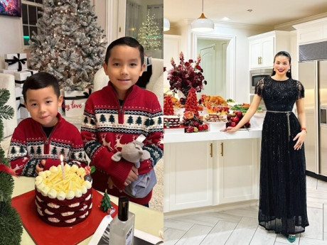Sao Việt 24h: Phạm Hương dọn bàn tiệc Giáng sinh hoành tráng, 2 quý tử hào hứng tạo dáng bên thành quả của mẹ