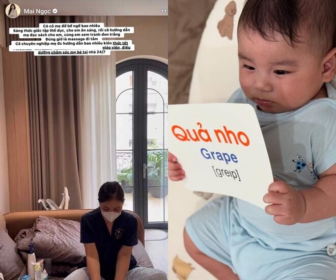 Mai Ngọc chia sẻ về phương pháp dạy con xem sách tranh từ sớm.