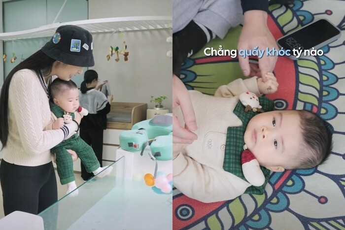 Cậu bé Pi rất tò mò về màu sắc và chất liệu, không quấy khóc khi đi học.