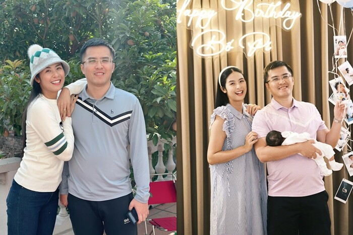 Ông xã Phú Đạt luôn ở bên, đồng hành cùng Ngọc Hân trong quá trình chăm con.